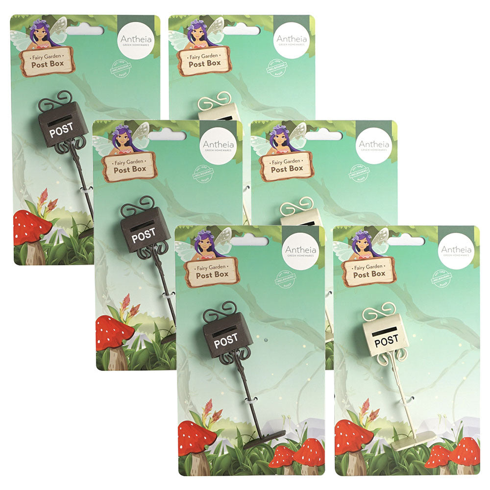 Antheia Green Homewares Outdoor Plant/Pot Decor Fairy Garden Post Box Asstd (6 Pack)