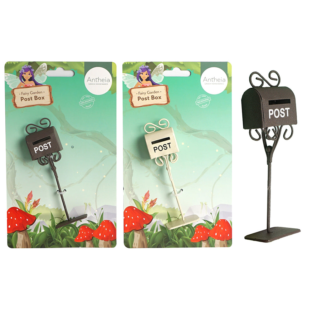 Antheia Green Homewares Outdoor Plant/Pot Decor Fairy Garden Metal Post Box Asstd — image 2
