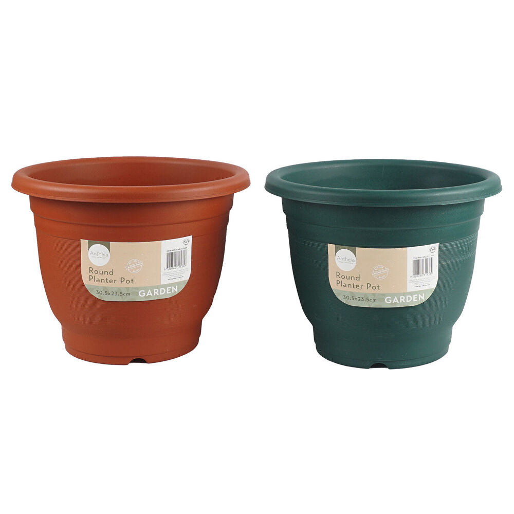Antheia 30.5x23.5cm Round Outdoor Garden Plastic Planter Pot Assorted — image 2