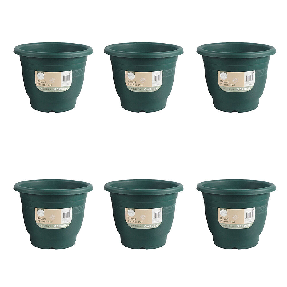 Antheia Round Outdoor Garden Plastic Planter Pot 30.5x23.5cm Assorted (6 Pack)