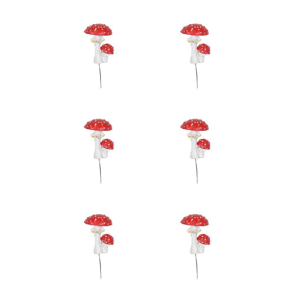 Antheia Green Homewares Resin Fairy Garden Home Decor Double Mushroom 19cm (6 Pack)