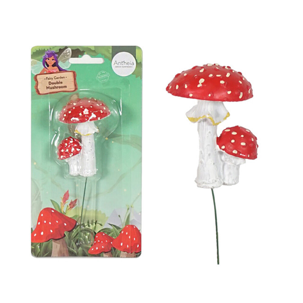 Antheia Green Homewares Resin Fairy Garden Home Decor Double Mushroom 19cm — image 2