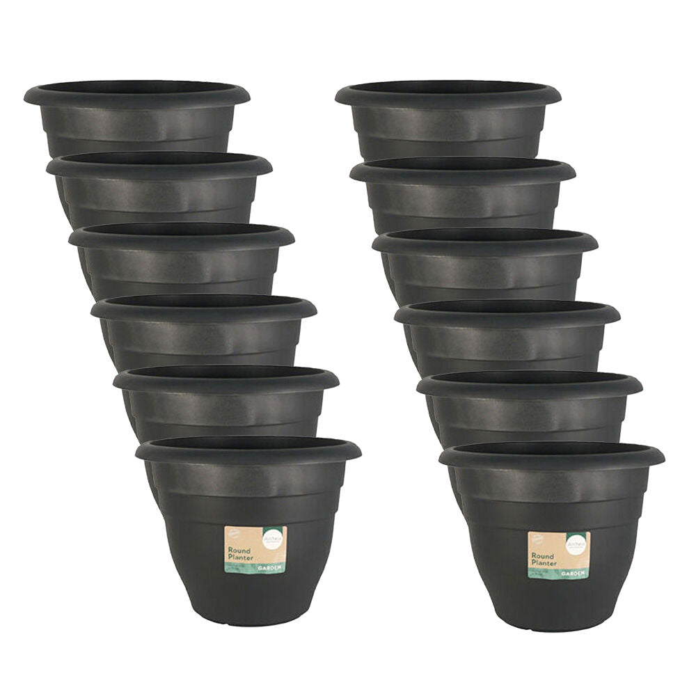 Antheia Round Outdoor Gardening Plastic Planter Pot 40cm Assorted (12 Pack)