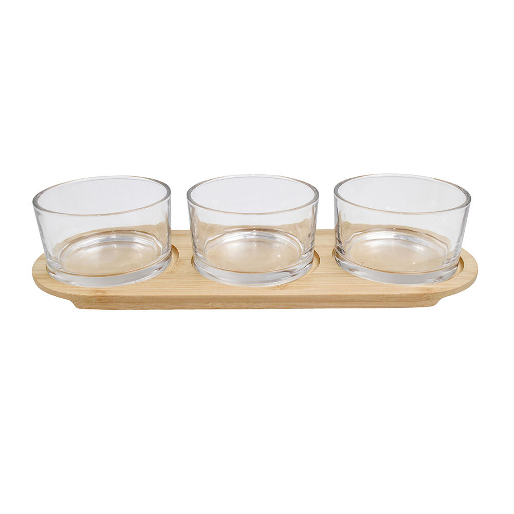 NF Living Serving Glass Tray 30cm Natural Bamboo (3 Pieces) — image 2