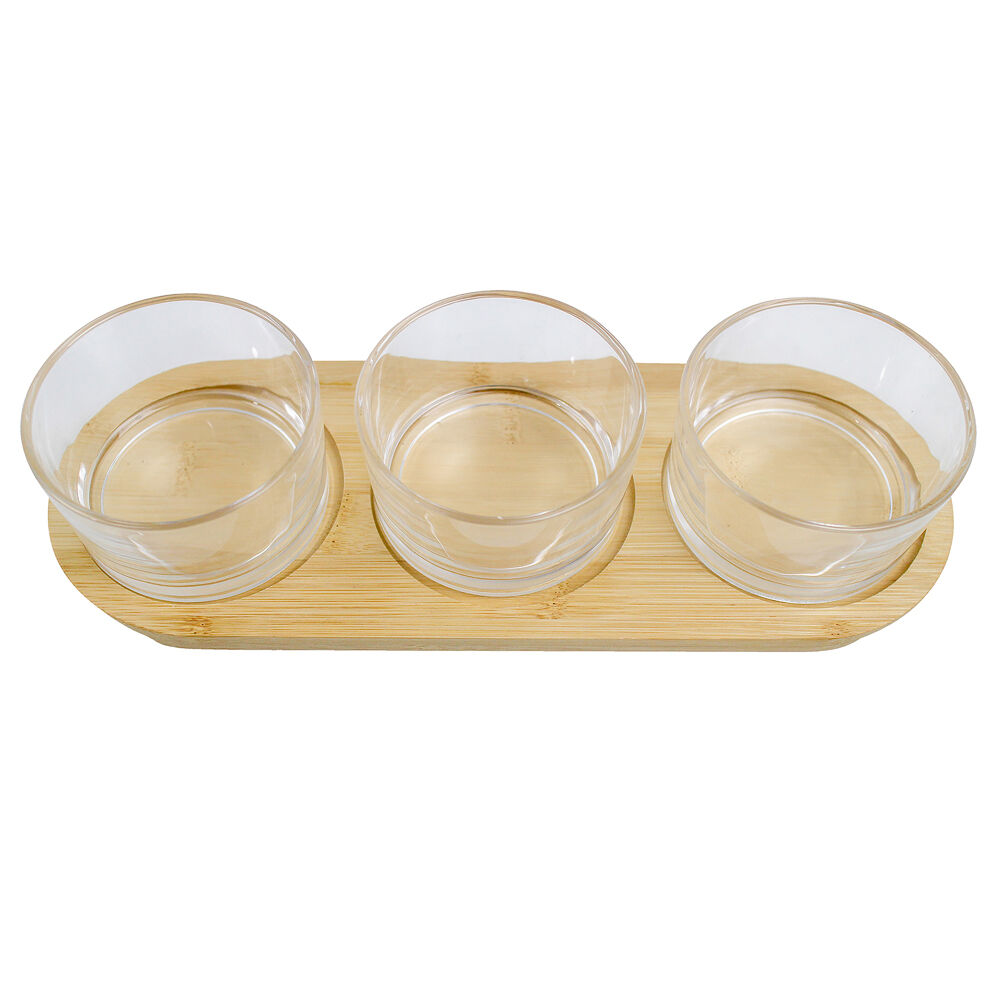 NF Living Serving Glass Tray 30cm Natural Bamboo (3 Pieces) — image 3