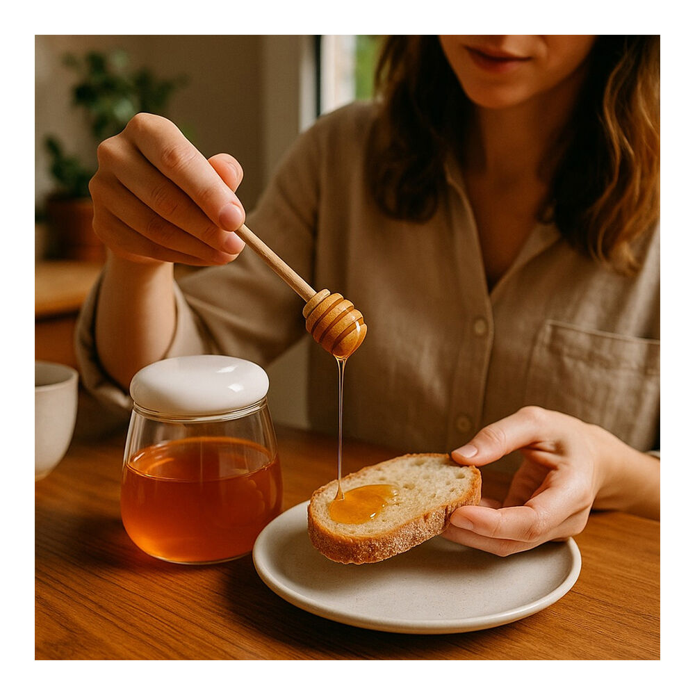 NF Living Honey Jar 350ml 9x9cm Kitchen Organisers Glass Ceramic White — image 2