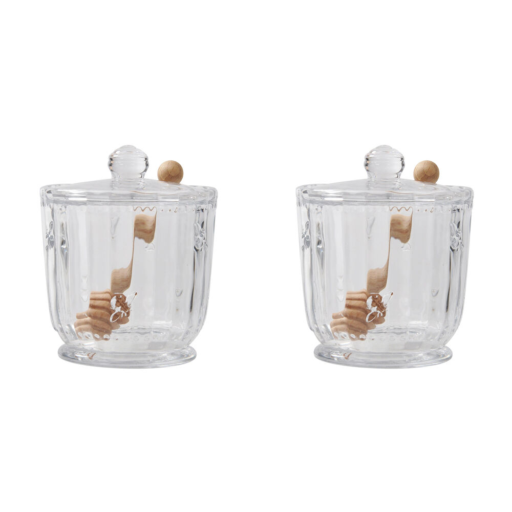 NF Living Honey Vessel 350ml 9.5x11.5cm Jar Glass Kitchen Organisers Clear (2 Pack)