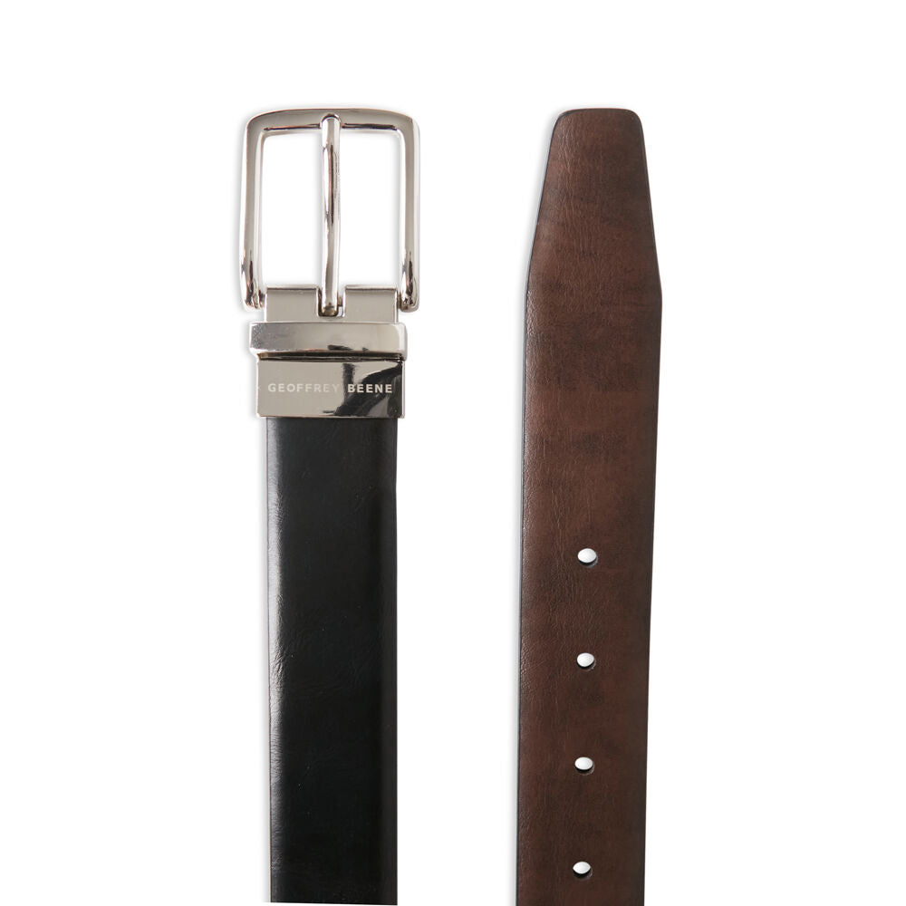 Geoffrey Beene Leather Pin Buckle Revo Belt - Black/Tan — image 3