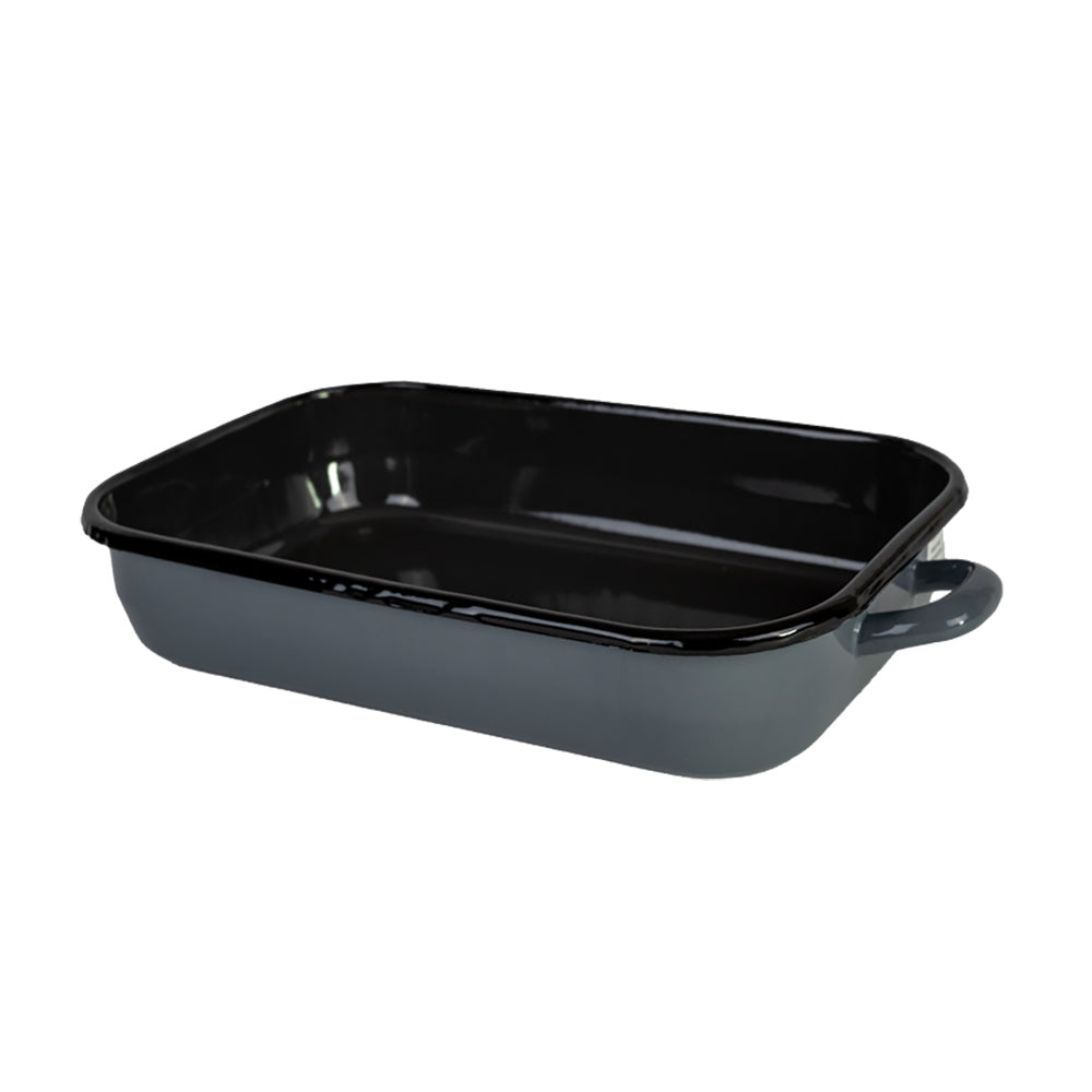 Urban Style 32cm Enamel Baking Dish Rectangle Roasting Tray Oven Bakeware — Grey