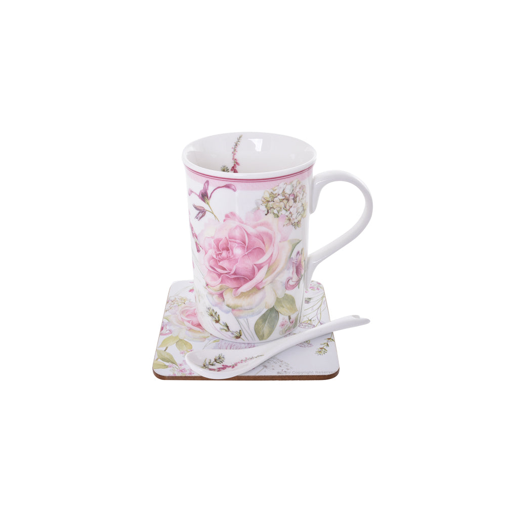 Gibson Gifts Roses & Dandelion Mug/Spoon/Coaster Drinkware Set w/ Box (3 Pieces)