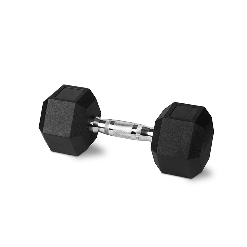 Hacienda Rubber Hex Dumbbell 2kg Chromed Grip Home Gym Workout