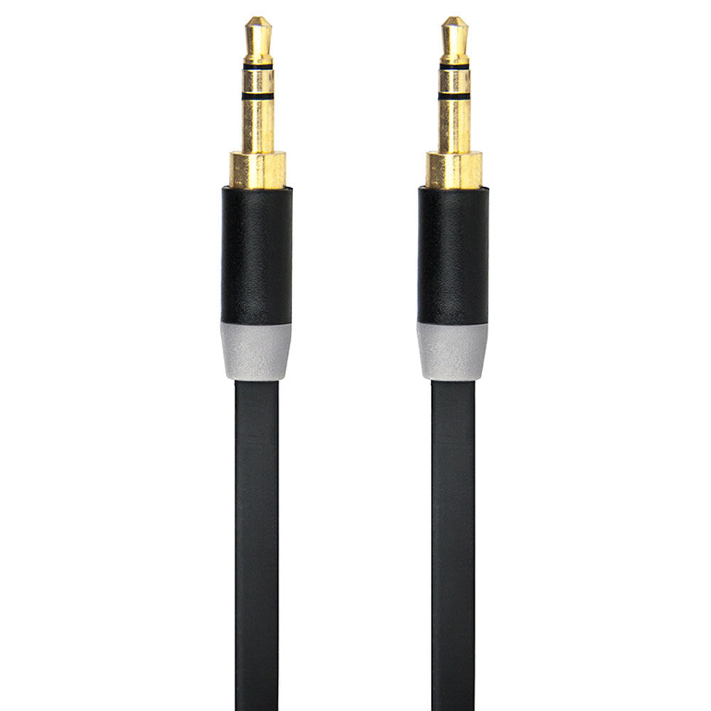 Gecko 1m Flat 3.5mm Male to M AUX Cable Gold Plated Audio Cord f/ Car/Phone BLK