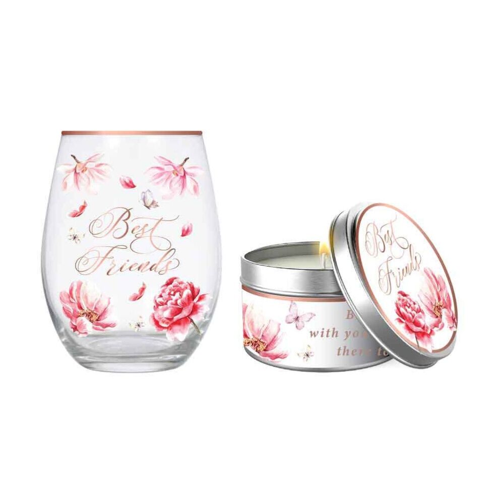 LMD Best Friend 520ml Stemless Glass Tumbler & Candle Vanilla Scent Set (4 Pieces) — image 2