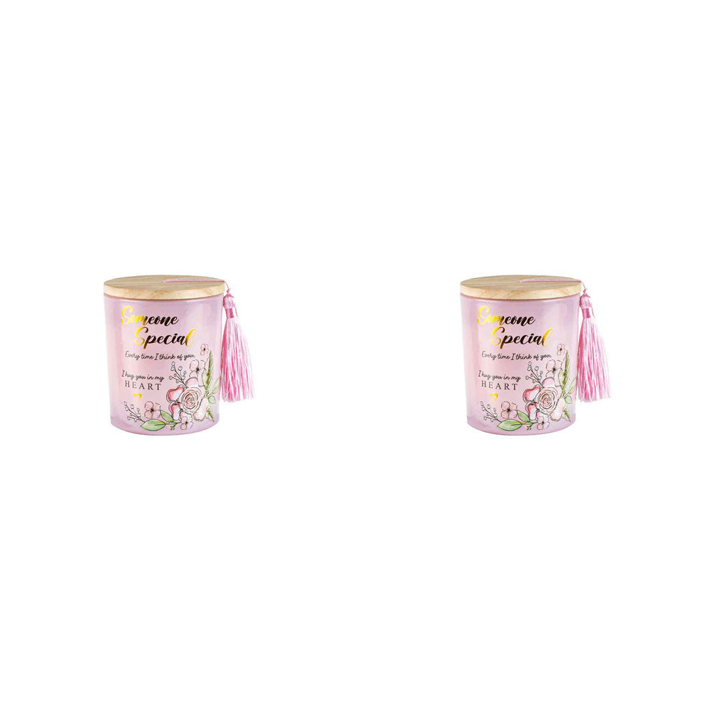LMD Someone Special 300g Vanilla Scented Candle w/ Wood Lid & Tassel Home Decor (2 Pack)