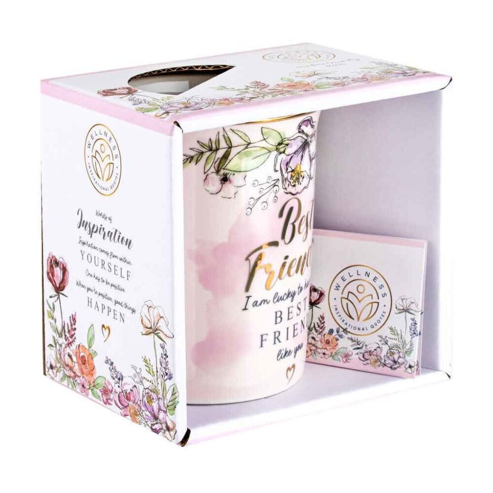 LMD Best Friends New Bone China Milk/Tea/Coffee Mug Cup Drinkware 360ml Pink (2 Pack) — image 2