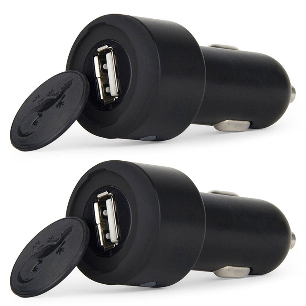 Gecko Smart 1.0A USB Car Charger for Smartphones GPS Tablet Dash Camera Black (2 Pack)