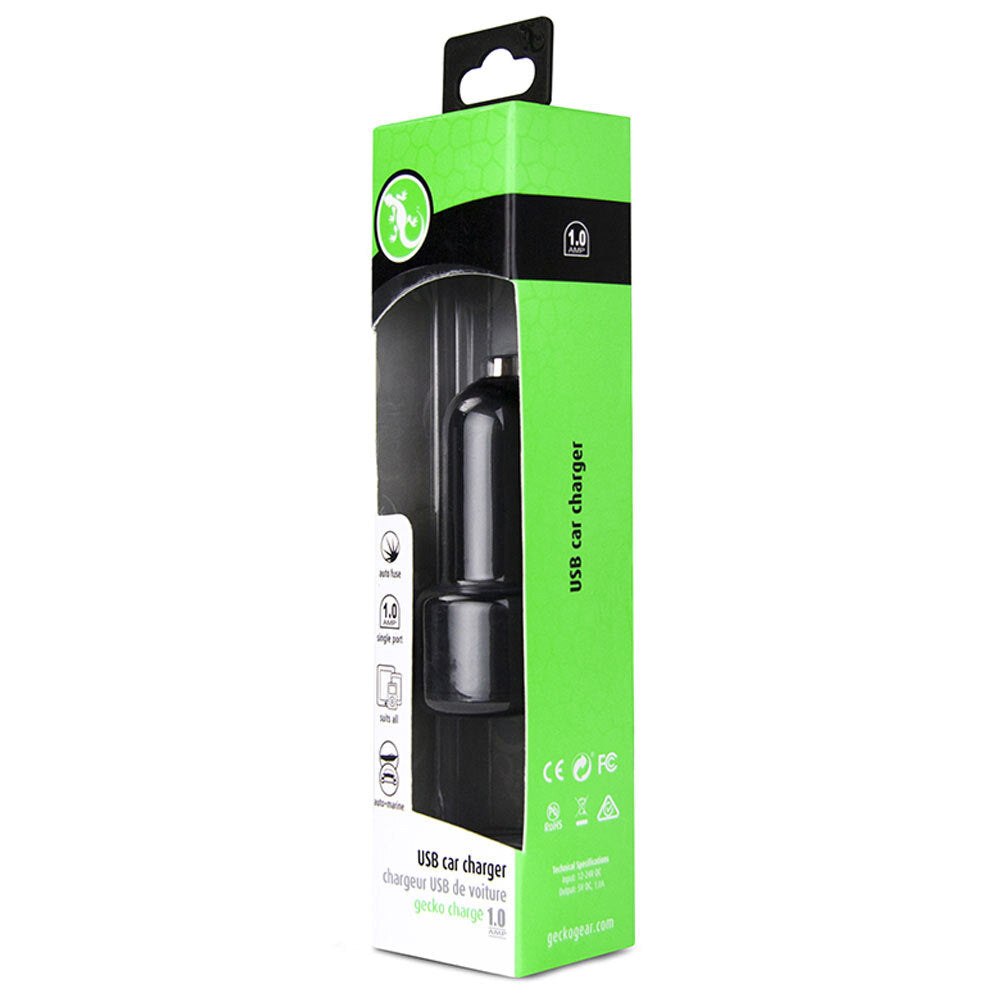 Gecko Smart 1.0A USB Car Charger for Smartphones GPS Tablet Dash Cameras Black — image 7