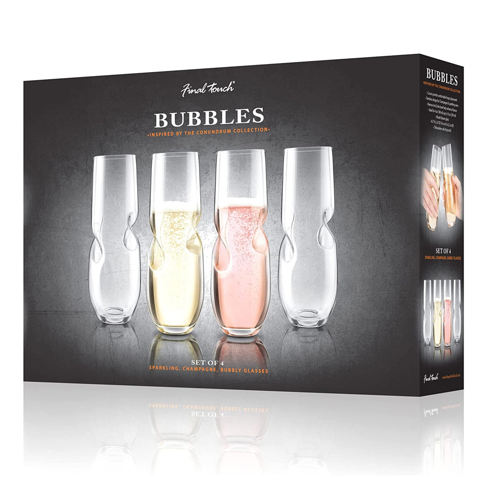 Final Touch Conundrum Bubbles 300ml Sparkling/Champagne Glass Stemless Clear (4 Pieces) — image 5