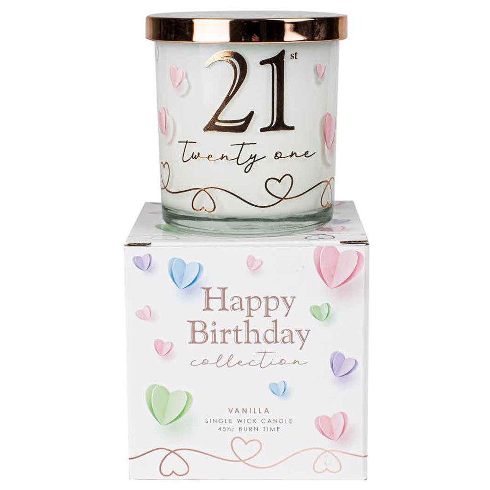 LMD 21st Birthday Party Candle Vanilla Scented Home Fragrance Round White/Gold 9cm — image 2