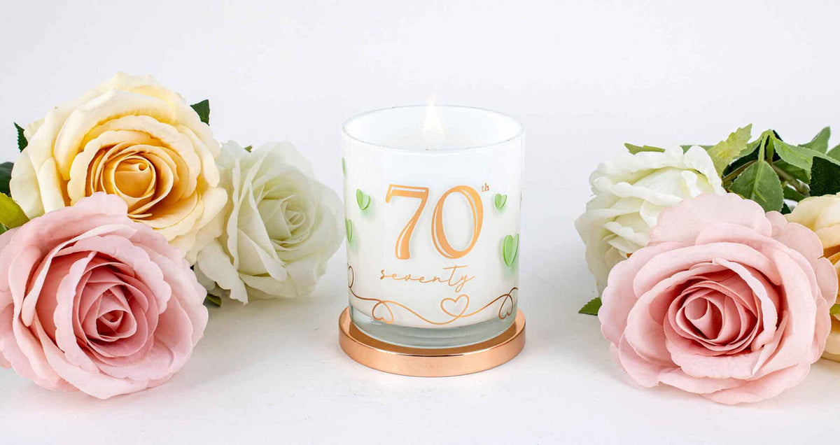LMD 70th Candle Vanilla Scented Smell 45hr Burn Time 9 x 8cm Keepsake Gift Set — image 3