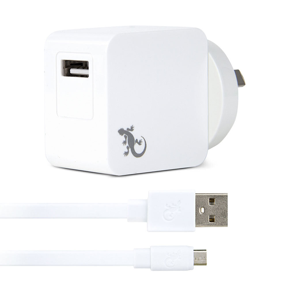 Gecko USB 2.4A Wall Charger w/ 1.5m Micro-USB Cable - White (2 Pack) — image 4
