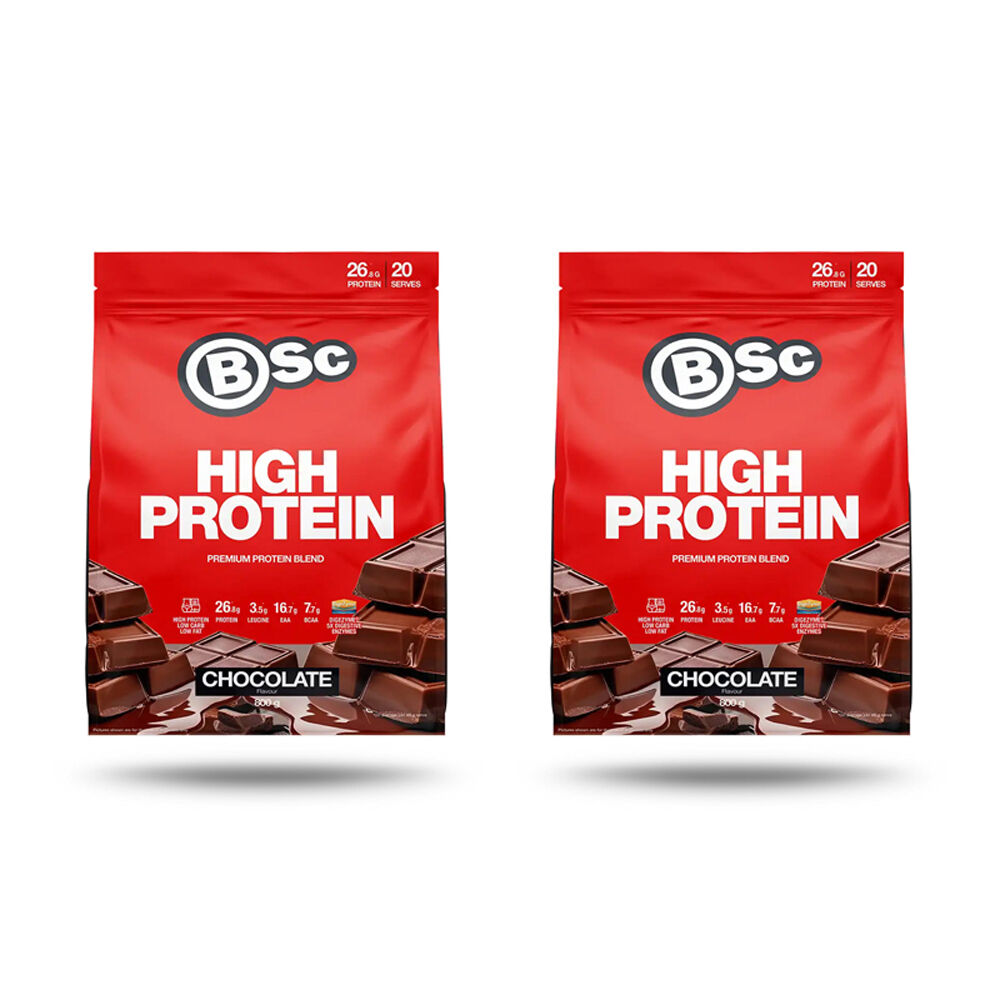 BSc 27g High Protein Low Carb Powder Post Workout 20 Serves 800g Chocolate (2 Pack)