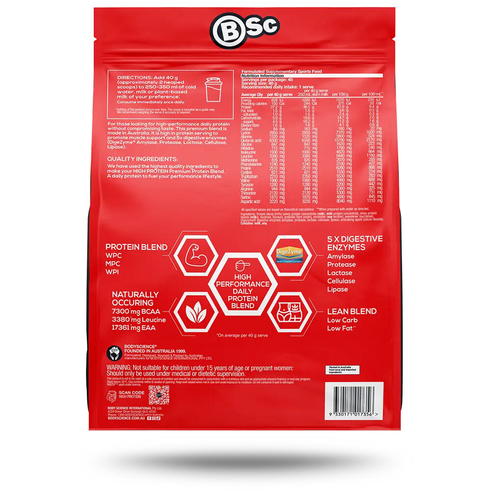 BSc 800g Chocolate 27g High Protein Low Carb Powder Post Workout 20 Serves — image 2