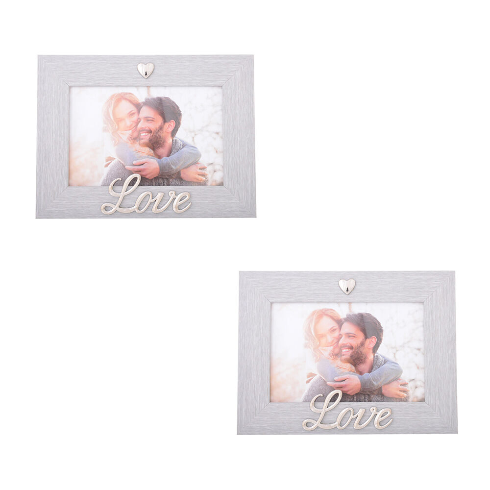 Gibson Gifts Silver Heart Love 6x4 Keepsake Memory Picture Frame Holder (2 Pack)