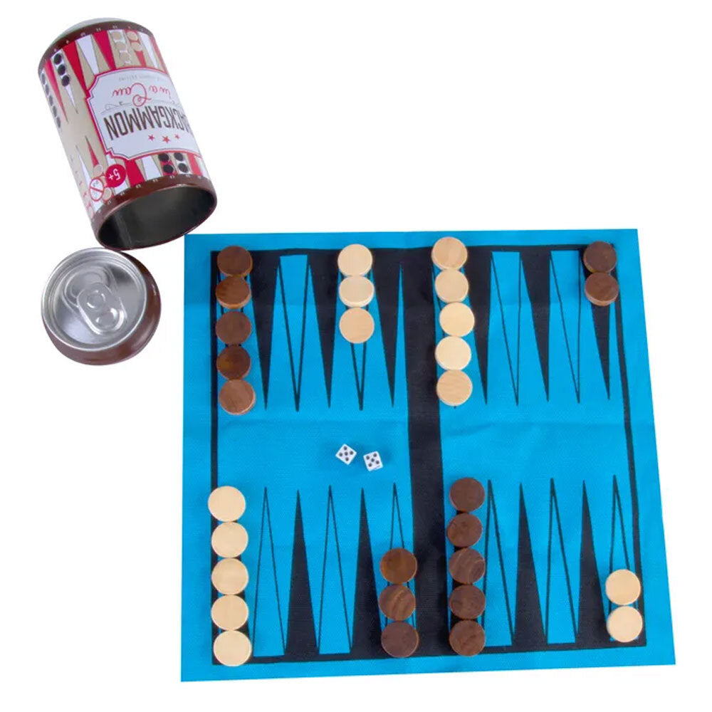Unbranded Backgammon 24cm Travel Board Game In a Can 5y+ Kids Fun/Family Activity Play