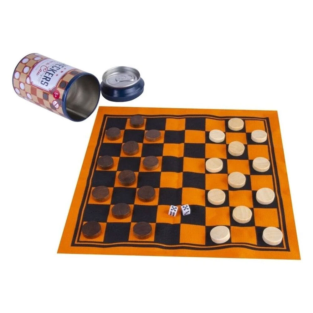 Unbranded Checkers 24cm Travel Board Game In a Can 5y+ Kids/Children Family Activity Play