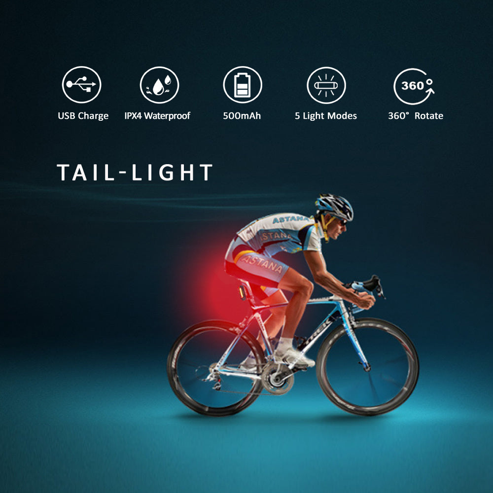 Sansai 9cm USB Rechargeable Bicycle/Bike Tail Light w/ 5 Red/White Modes — image 6