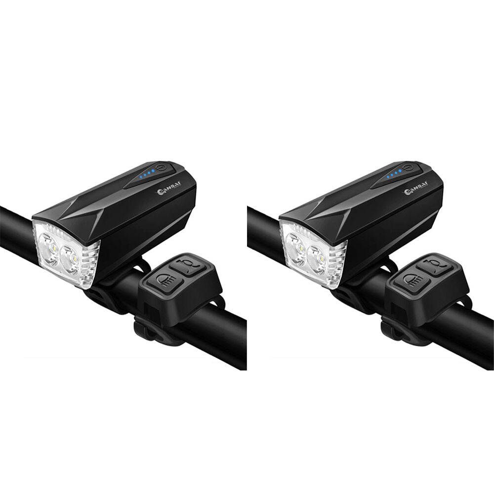 Sansai Rechargeable In Line Control Bicycle 5W LED Headlight w/Horn 93x46x60 (2 Pack)