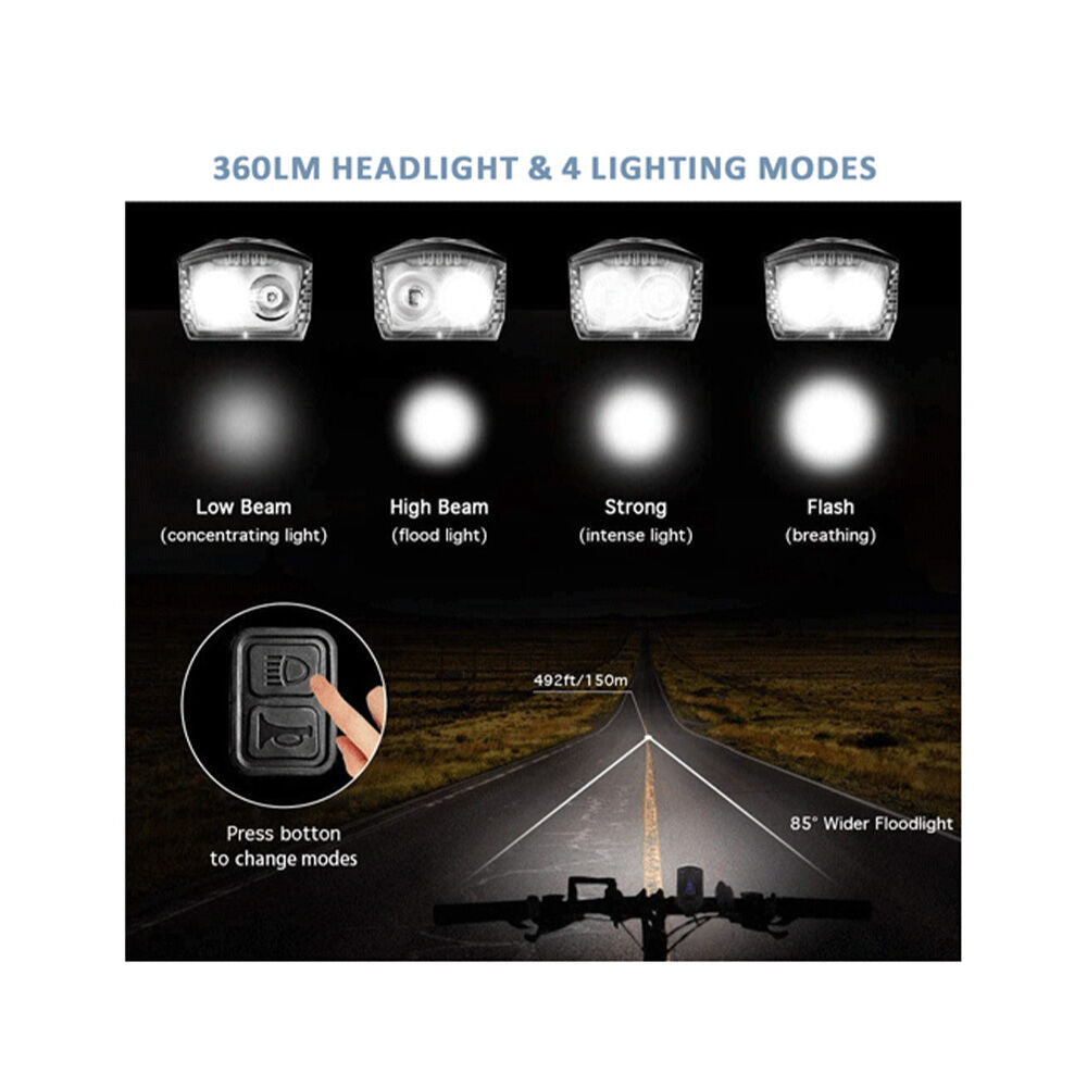 Sansai Rechargeable In Line Control Bicycle 5W LED Headlight w/Horn 93x46x60 (2 Pack) — image 7