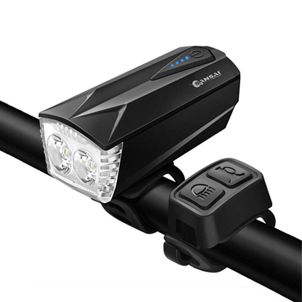 Sansai 93x46x60mm Rechargeable In Line Control Bicycle 5W LED Headlight w/ Horn