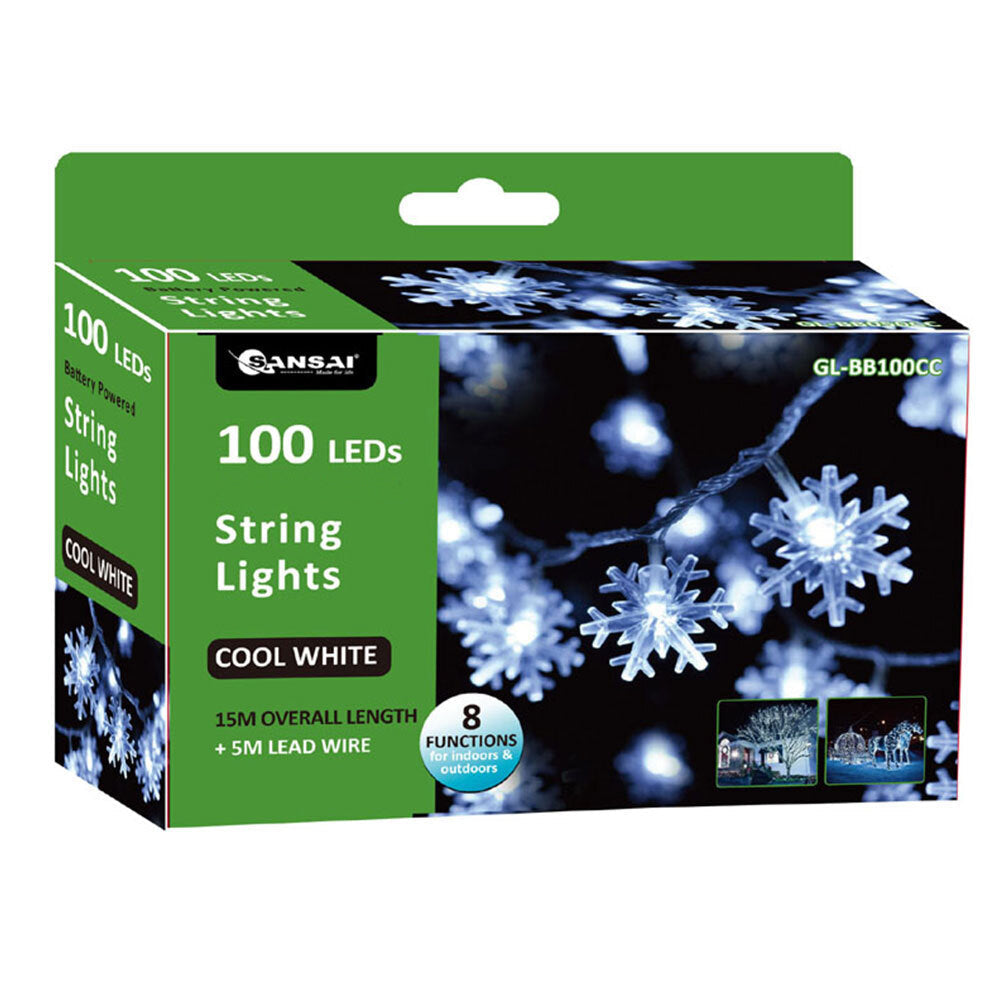 Sansai 100 LED Electric Snowflake Decor/Christmas String Lights Cool White (2 Pack) — image 2
