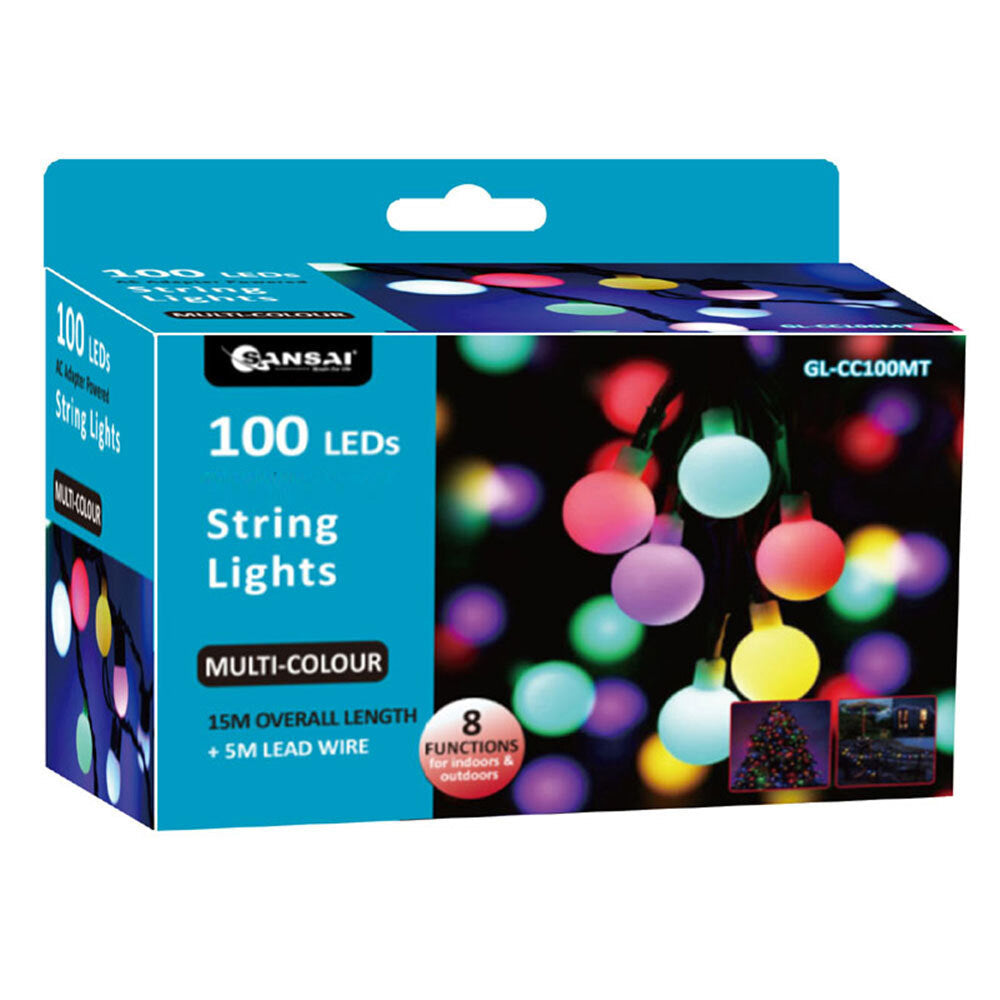 Sansai 100 LED Electric Globe Decorative/Christmas String Lights Multi-Colour (2 Pack) — image 3
