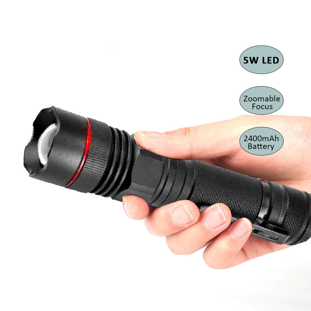 Sansai 29x25.5x117mm Tactical Grade Rechargeable Water Resistant 5W LED Torch — image 3
