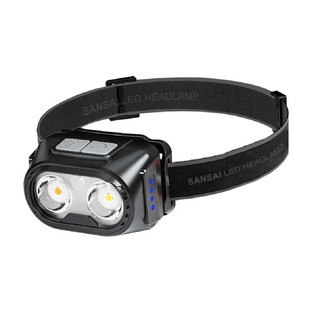 Sansai 5.8x4x3.5cm Rechargeable Motion Sensor LED Headlamp w/ Adjustable Band