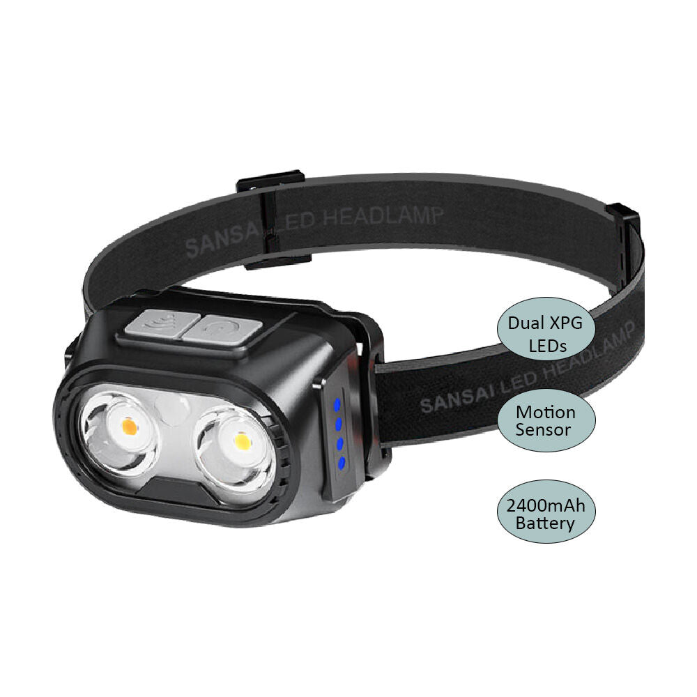 Sansai 5.8x4x3.5cm Rechargeable Motion Sensor LED Headlamp w/ Adjustable Band — image 2