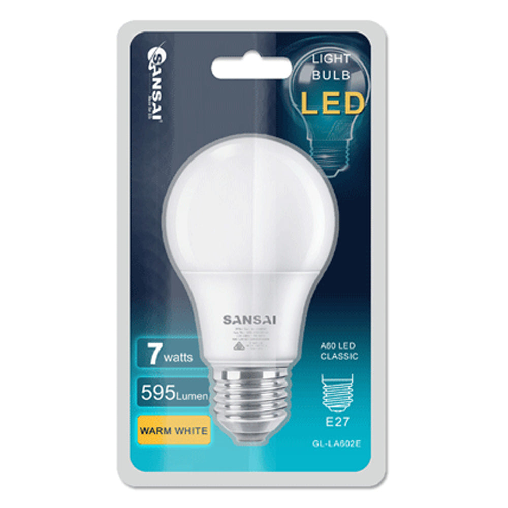 Sansai Home/Office LED 595lm Screw In Light Bulb A60 7W E27 Warm White 3000K — image 2