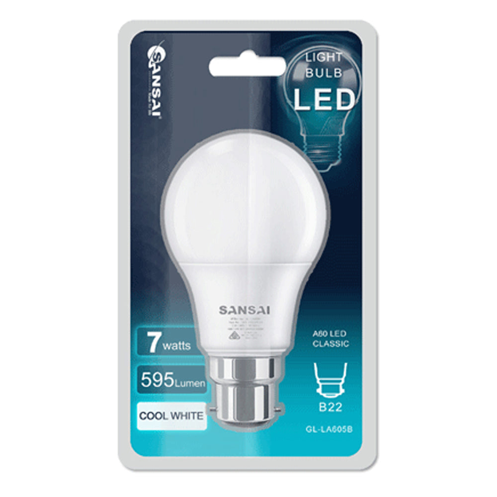 Sansai Home/Office LED 595lm Light Bulb A60 7W B22 Bayonet Cool White 6500K — image 2