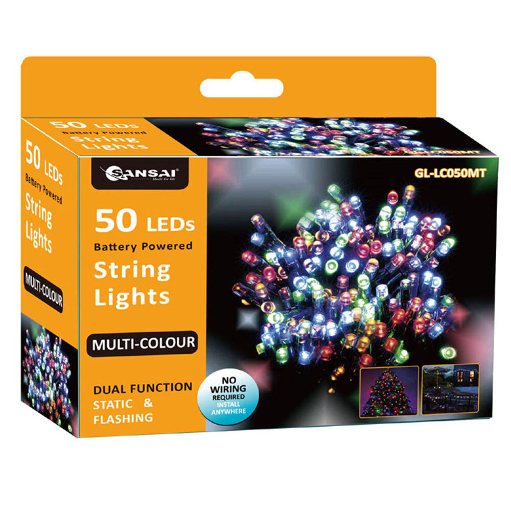 Sansai 50 LED Battery Lumini Decorative/Christmas String Lights Multi-Colour (2 Pack) — image 3