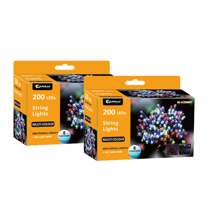 Sansai AC Powered 200 LED 20m Party Lights - Multi Colour (2 Pack)