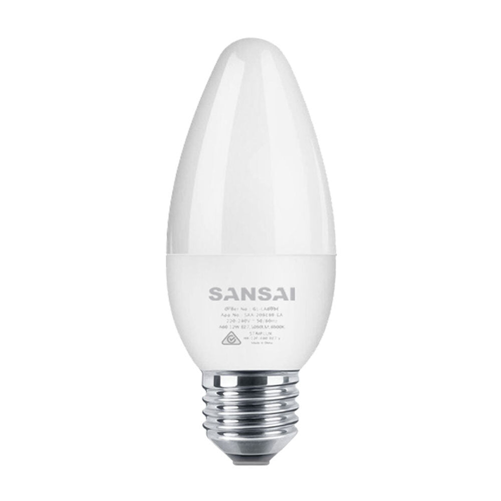 Sansai Home/Office LED 425lm Screw Light Bulb C37 5W E27 Candle Warm White 3000K