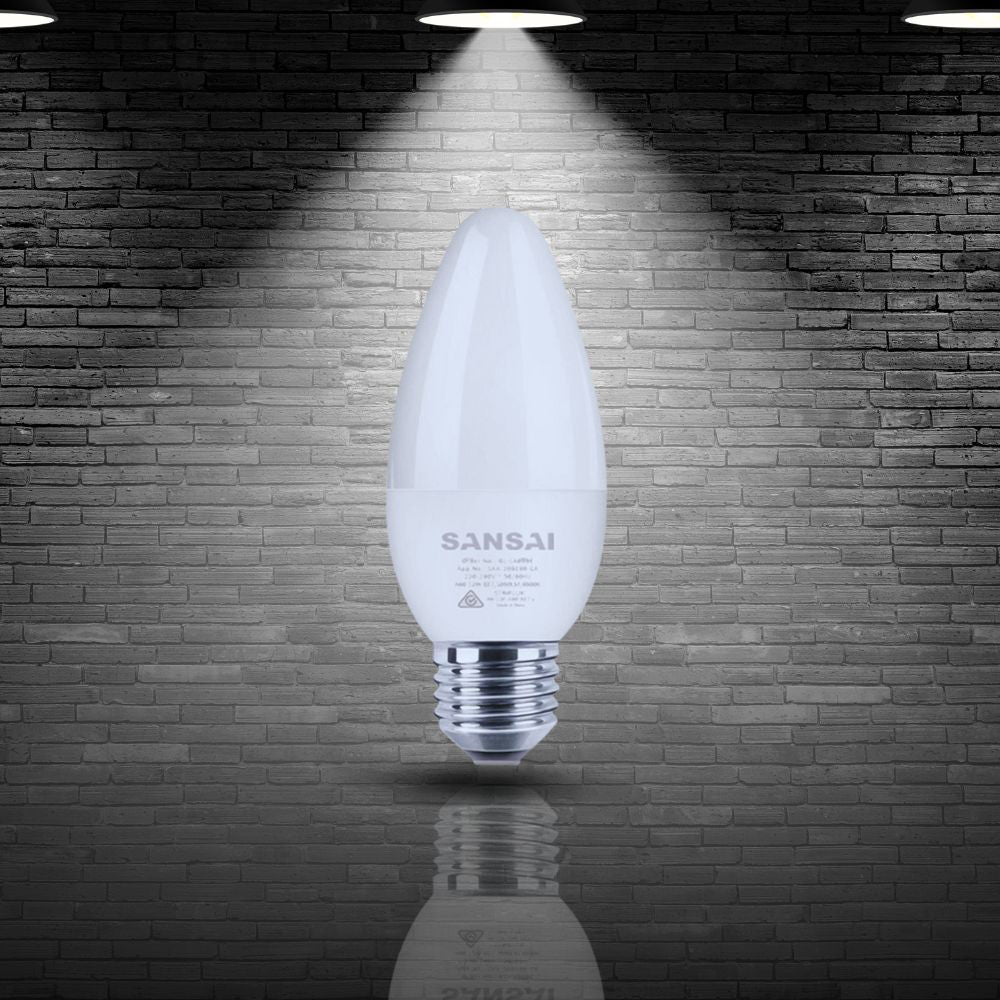 Sansai Home/Office LED 425lm Screw Light Bulb C37 5W E27 Candle Warm White 3000K — image 3