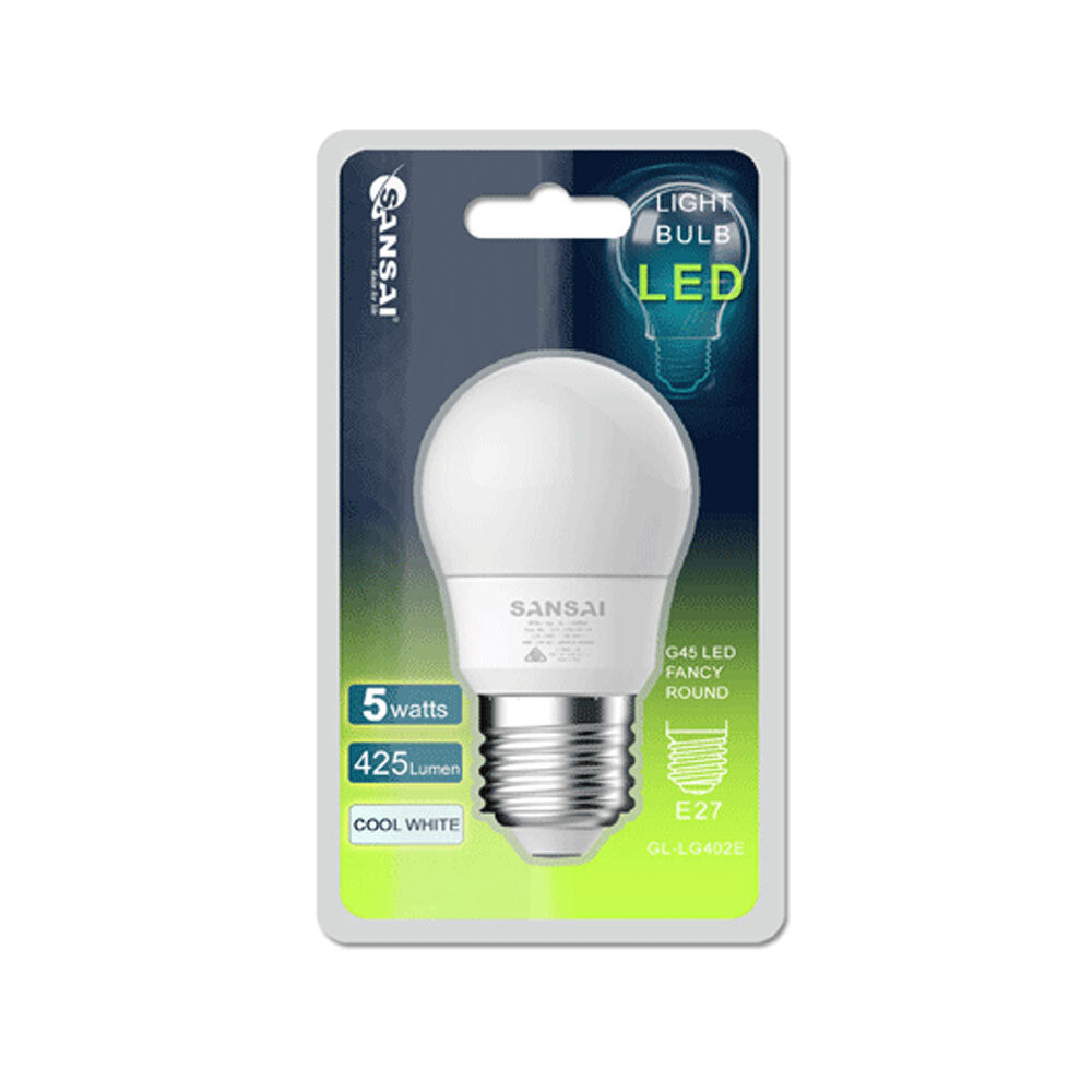 Sansai Home/Office Fancy Round LED 425lm Light Bulb G45 5W E27 Cool White 6500K — image 2