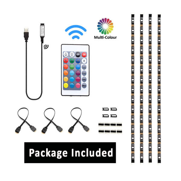 Sansai USB Powered RGB LED Light TV Backlight Strip Lights w/ Remote Control — image 2