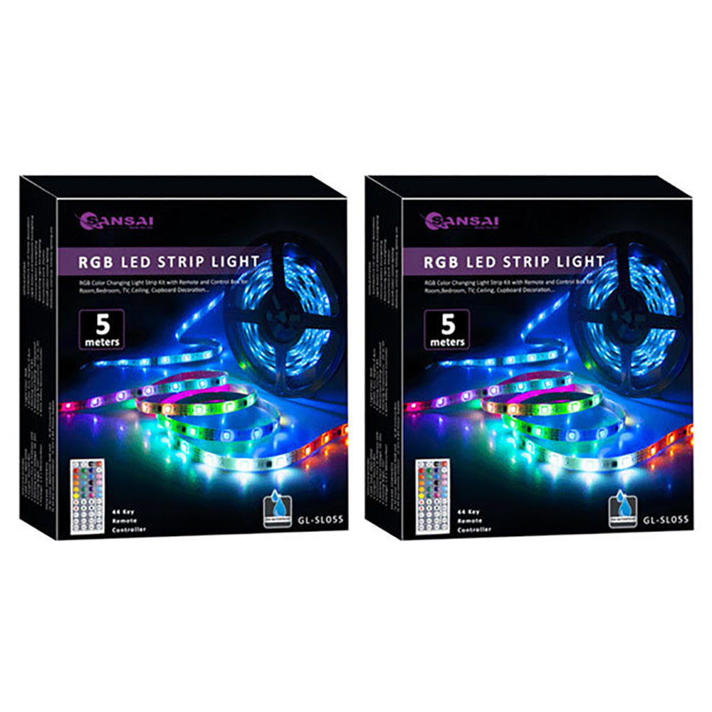 Sansai 5m USB Powered RGB LED Strip Light Monitor Backlight w/Remote Control (2 Pack)