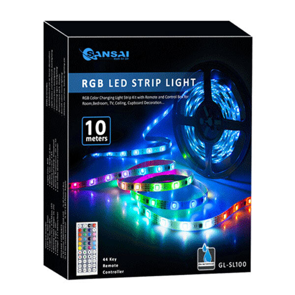Sansai USB Powered RGB LED Strip Light PC/Monitor Backlight w Remote Control — 10m