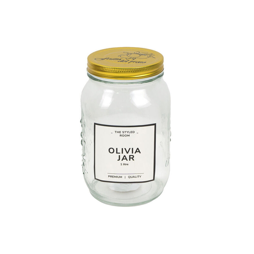 The Styled Room Glass Olivia Preserving Jar Food Container 1000ml Clear/Gold (6 Pack) — image 2